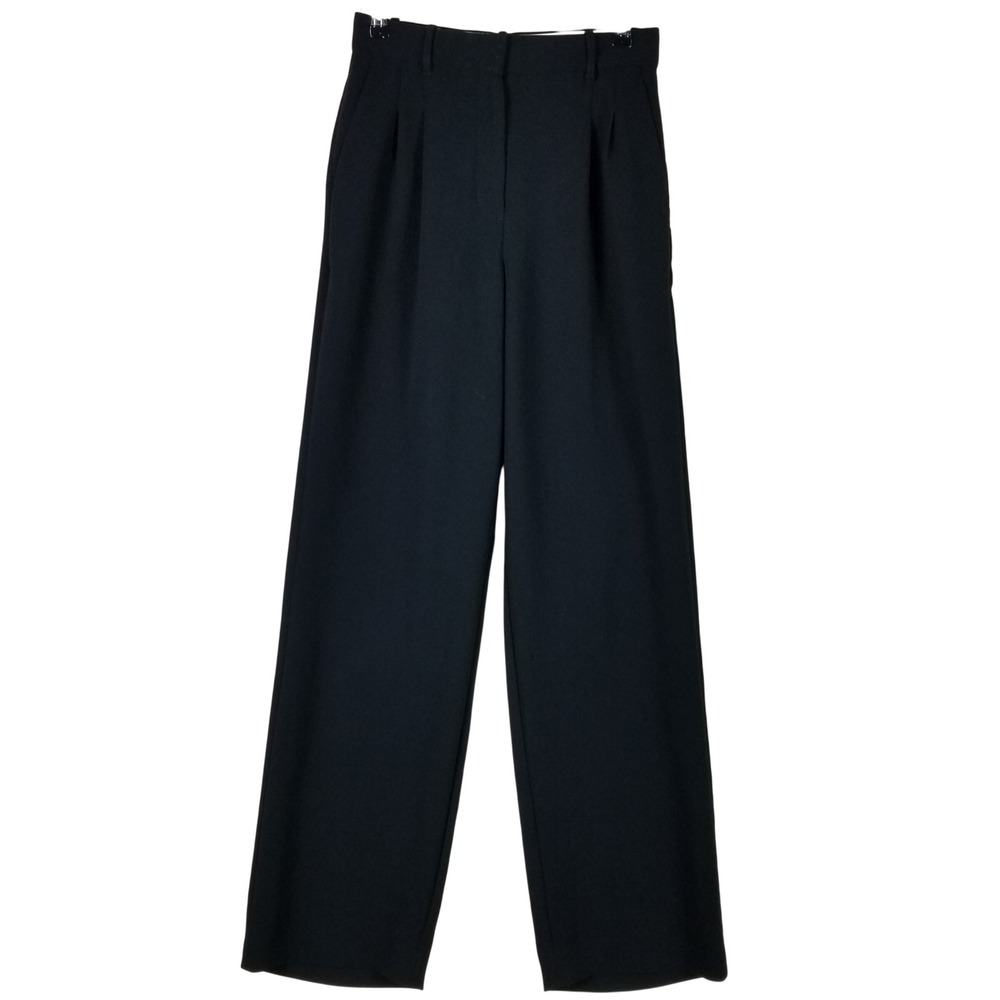 Wilfred Trousers Women 0 Black Pleated High Waist Wide Leg Effortless Pant